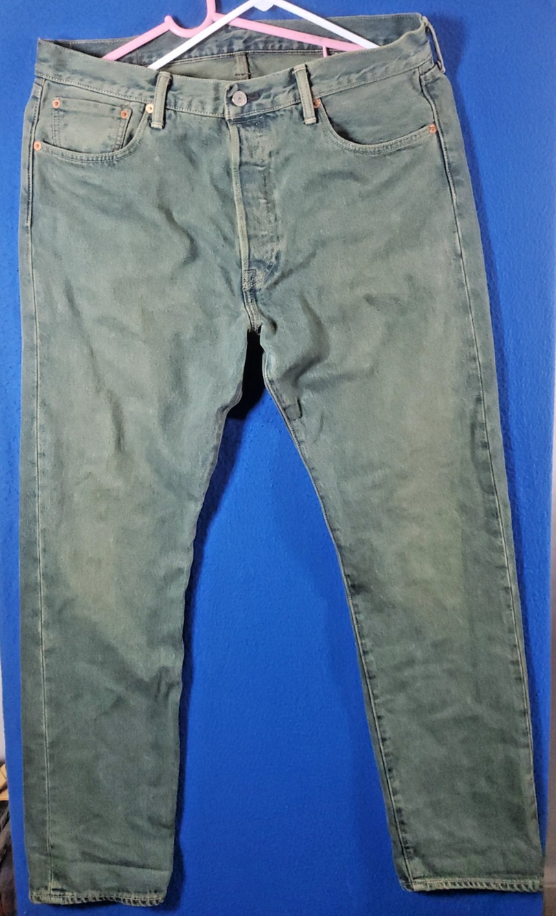 Levi's 501 CT Men's Jeans 36x32 Blue Green Teal Tapered Button Fly Denim PantS